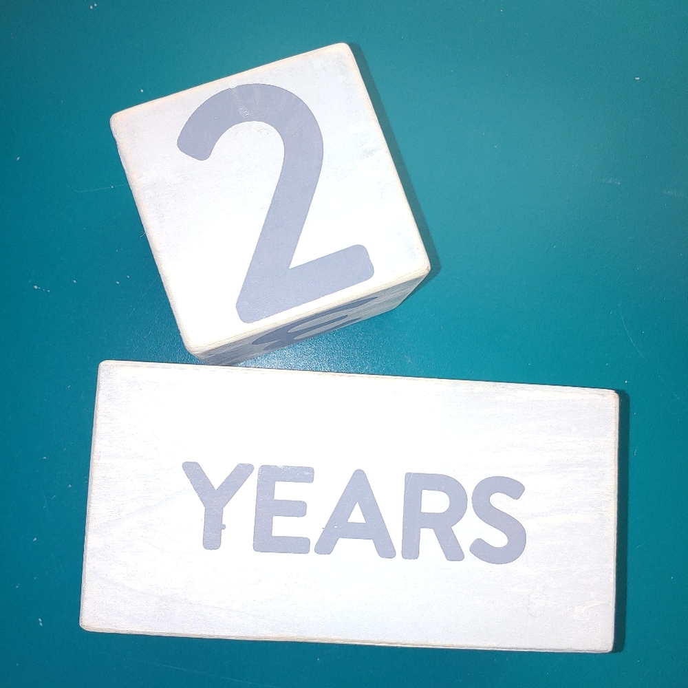 Milestone block set white gray shabby distressed years weeks grade months